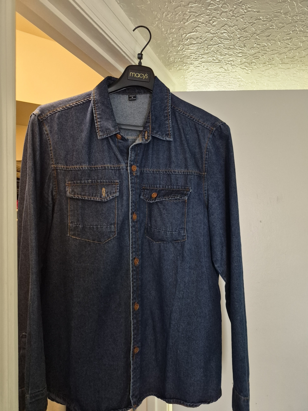 Macy's Men’s Dark Denim Button-Front Shirt